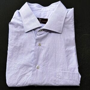 Robert Talbott Estate Vintage Mens Shirt 18.5 34/35 Purple Gingham Poland Cotton